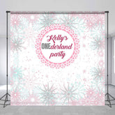 Lofaris Customized Name Pink Snowflake 1st Birthday Backdrop